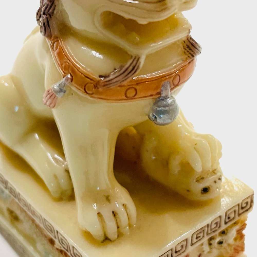 Foo Dog Hand Decorated Painted Resin Figurine Makers Mark - Picture 6 of 12